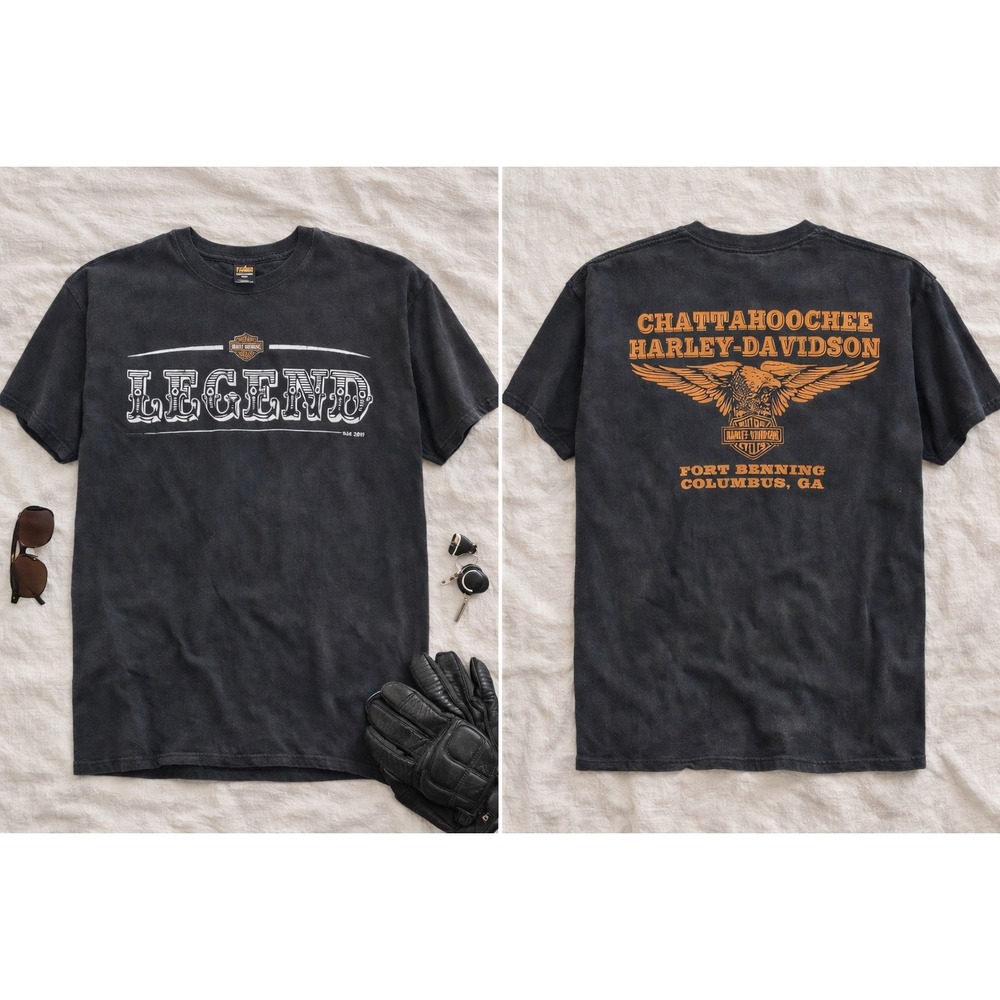 Harley-Davidson Legend T-Shirt Mens XL Black Chattahoochee GA Eagle Graphic 2010